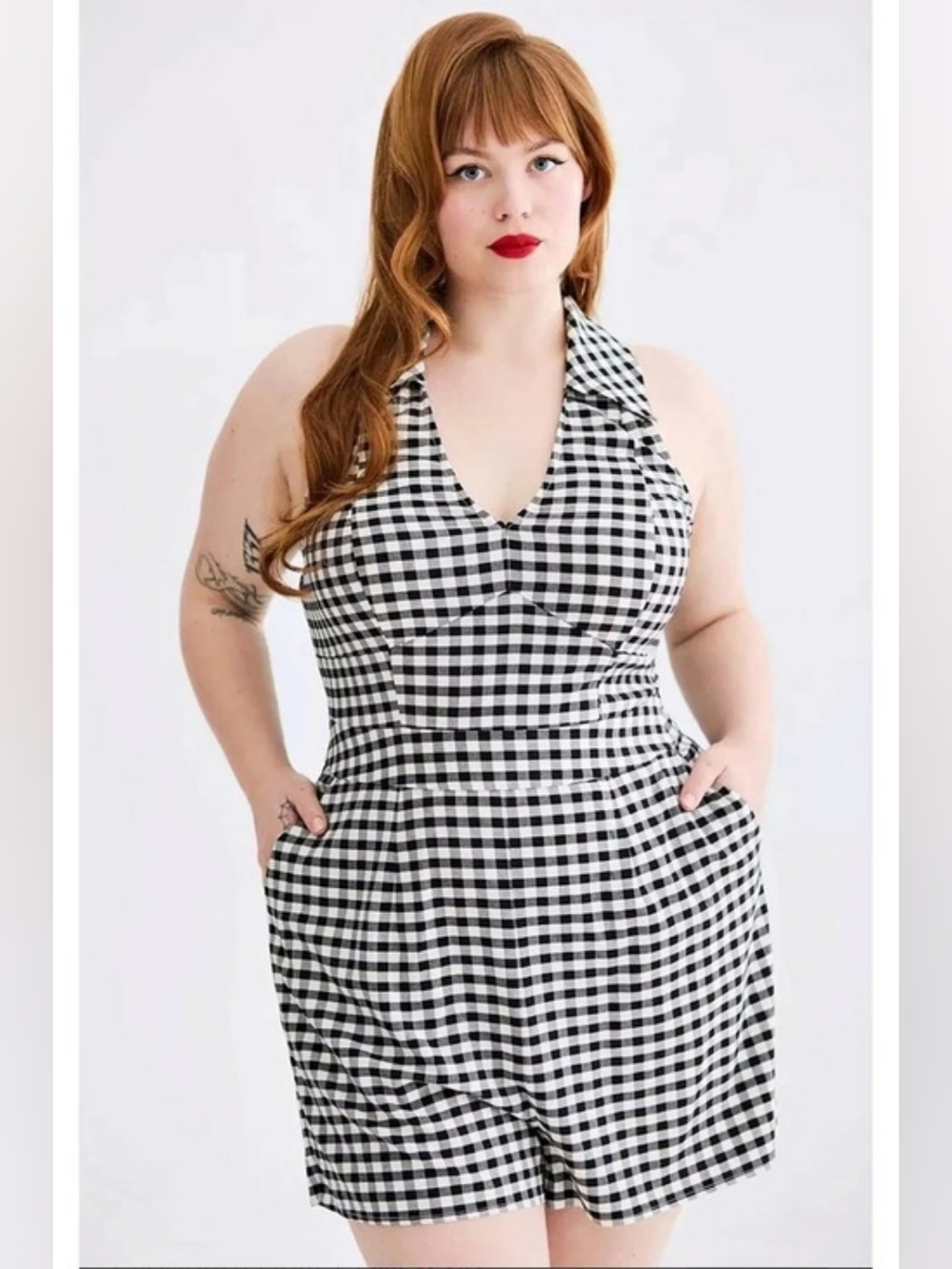 NEW Torrid Retro Chic Size 12 Halter Romper Black & White 4117-